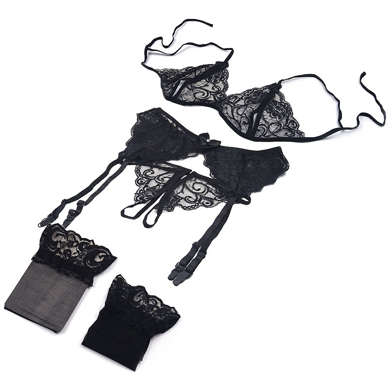 1 Set Women's Lace Lingerie, S - Sheer Mesh Bra recension och pris