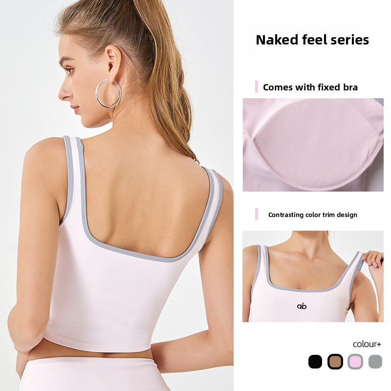 Women Summer Ribbed Yoga Tank  - Plunge Bra Push Up recension och pris